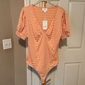 NBD Peach Textured Women's Bodysuit
